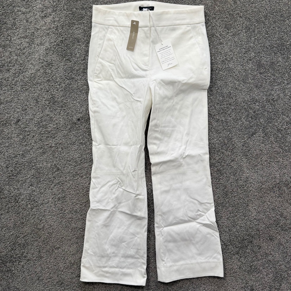 J.Crew Re-Imagined Ivory White Crop Flare Pants Perfecting Pockets AJ420 Size 00